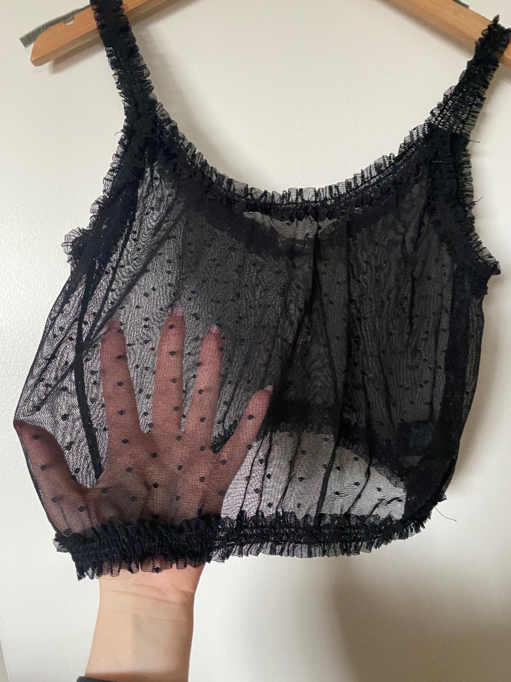 Storia - Black, sheer lace cropped tank top